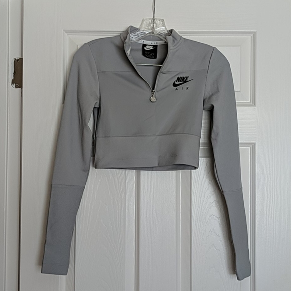 nike air ribbed high neck light beige long sleeve top